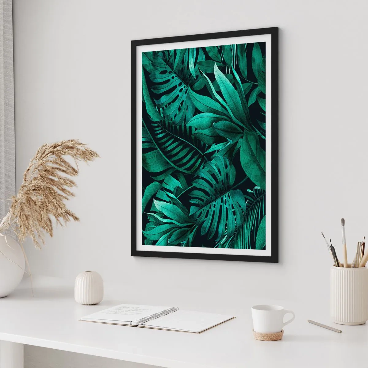 Affiche dans un cadre noir - Poster - Profondeur du vert tropical - 40x50 cm