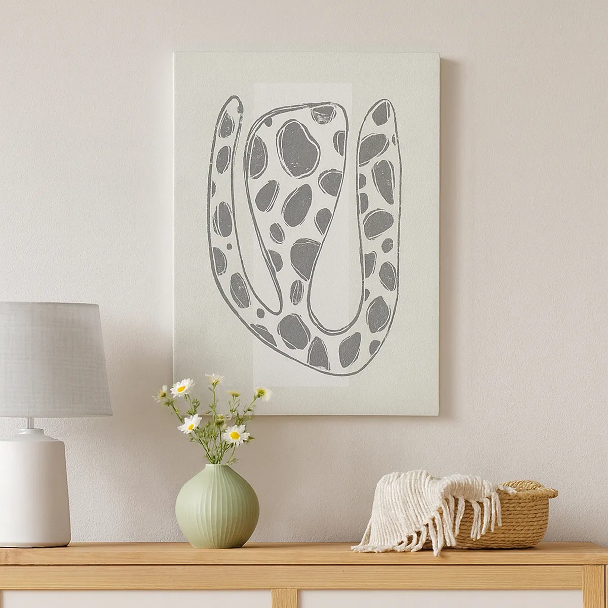 Impression sur toile - Image sur toile - Motif organique abstrait dans des tons de gris - 50x70cm - Une étrange créature - Décoration murale moderne pour le salon et la chambre ARTTOR