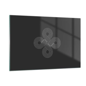 Impression sur verre - Image sur verre - Symbole celtique blanc minimaliste sur fond noir - 120x80cm - Dans l'âme celtique - Décoration murale moderne pour le salon et la chambre ARTTOR