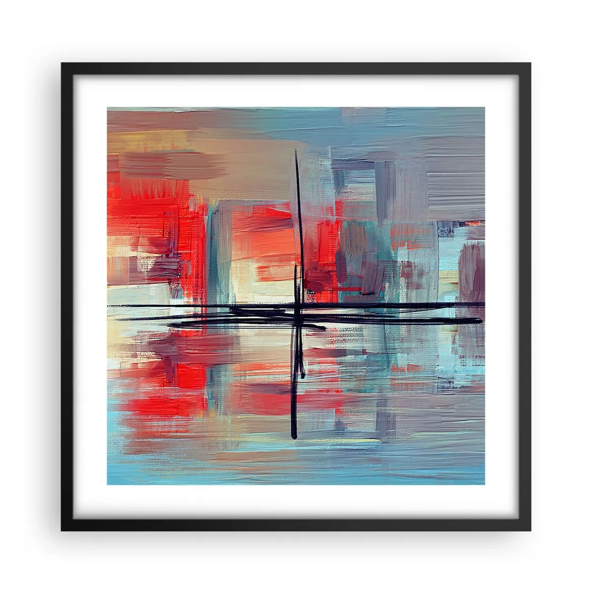 Affiche dans un cadre noir - Poster - Un paysage dans une dimension inconnue - 50x50 cm