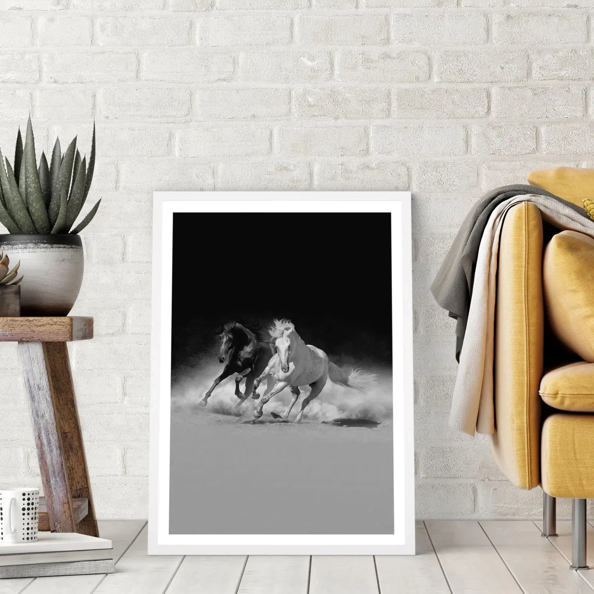 Affiche dans un cadre blanc - Poster - Galop de la liberté - 30x40 cm