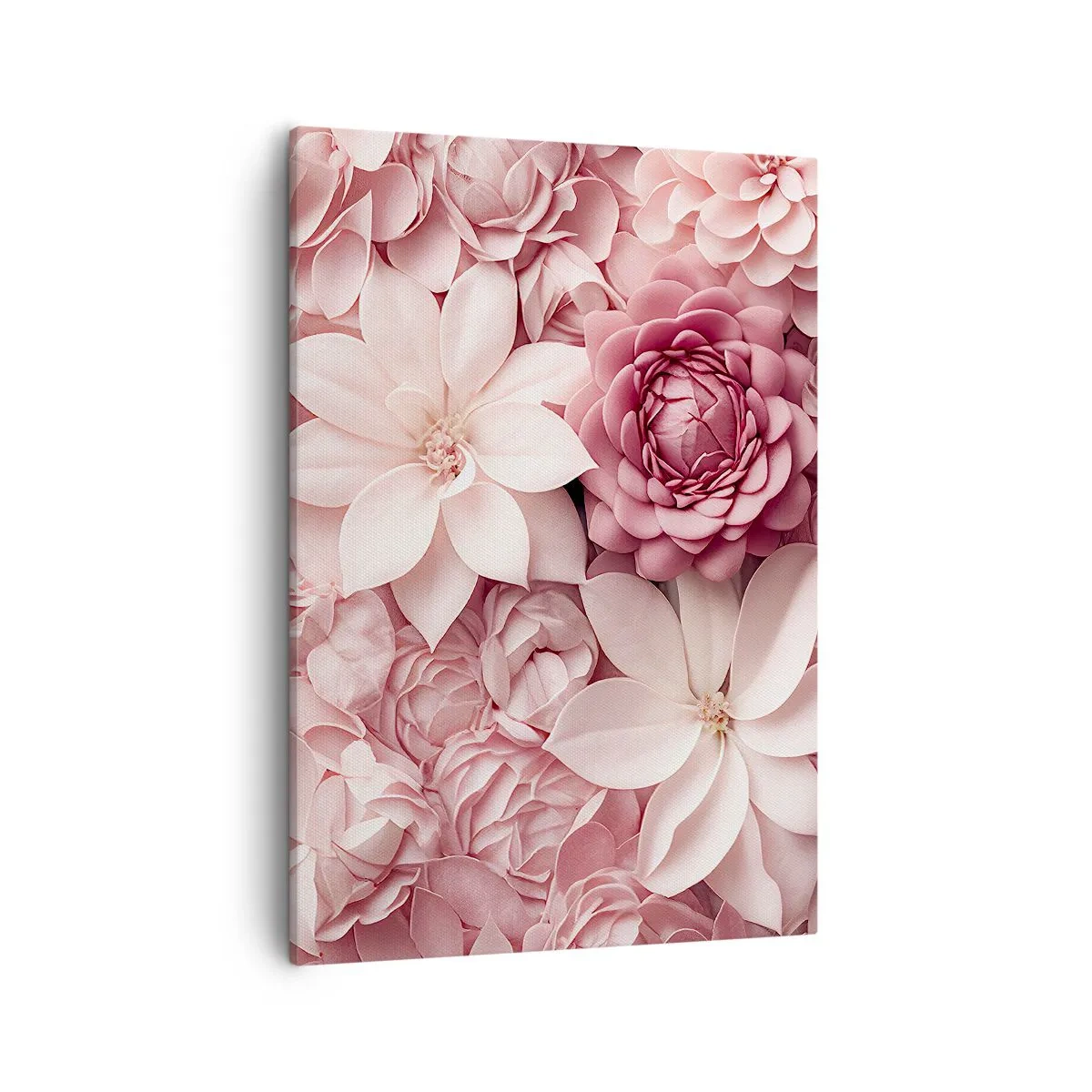 Impression sur toile - Image sur toile - Des fleurs aux tons roses et blancs dans une approche artistique - 50x70cm - Dans les pétales roses - Décoration murale moderne pour le salon et la chambre ARTTOR