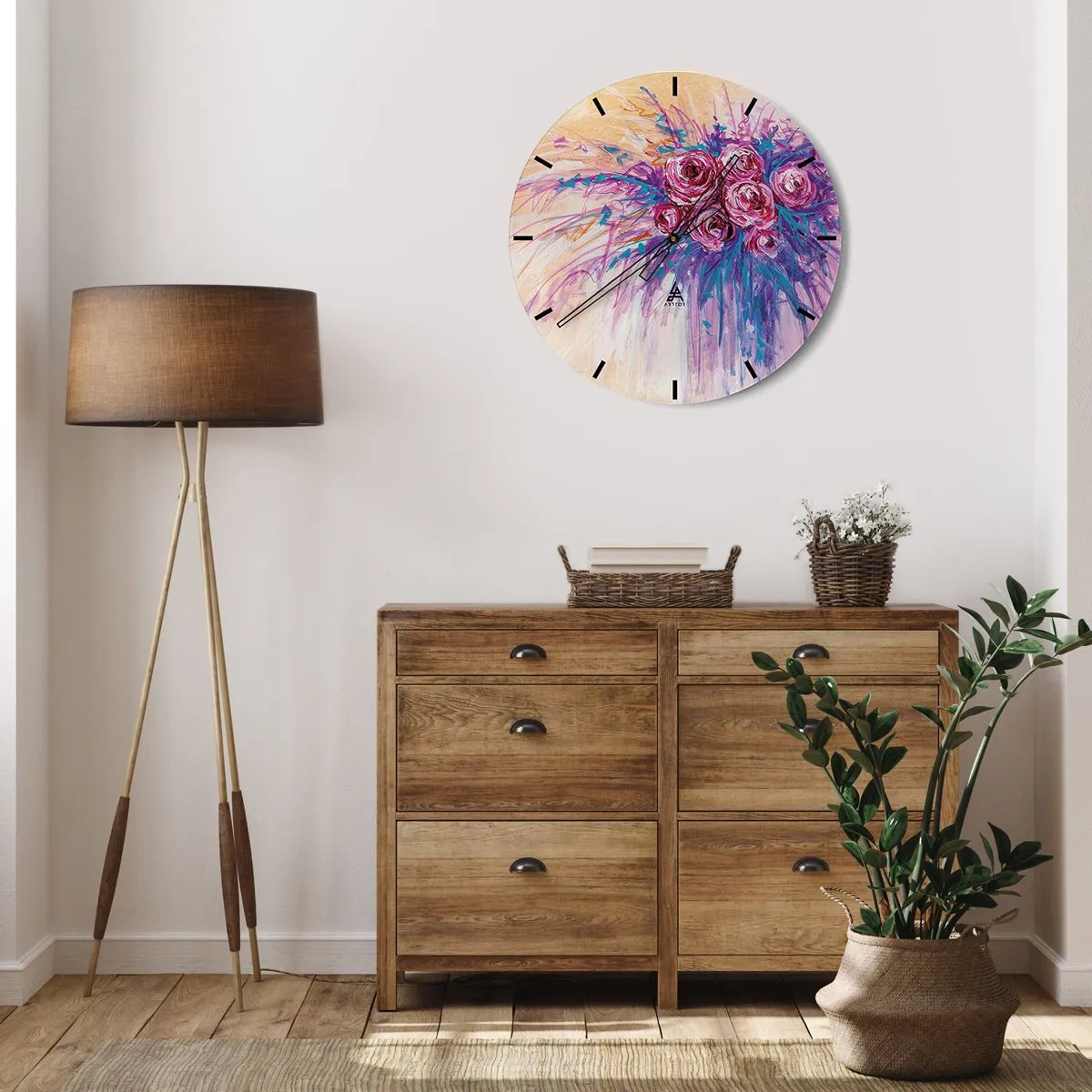 Horloge murale - Pendule murale - Fontaine aux roses - 30x30 cm