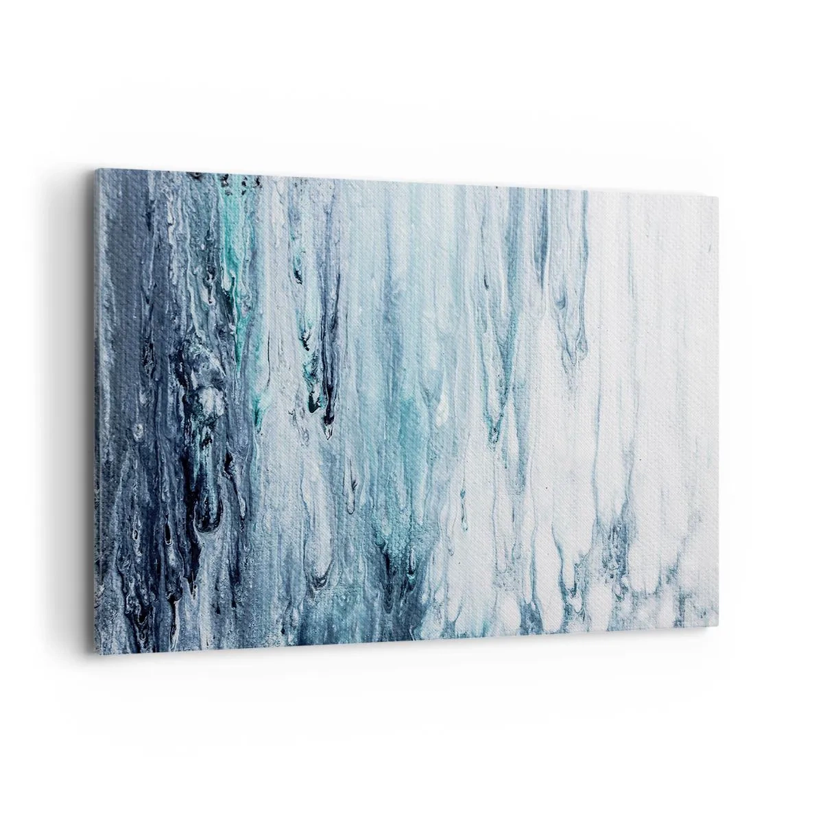 Impression sur toile - Image sur toile - Des stries bleues et blanches abstraites ressemblant à des glaçons - 120x80cm - Une glace bleue - Décoration murale moderne pour le salon et la chambre ARTTOR