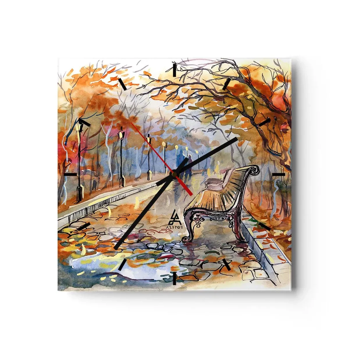 Horloge murale - Pendule murale - Errer ensemble à l'automne - 40x40 cm