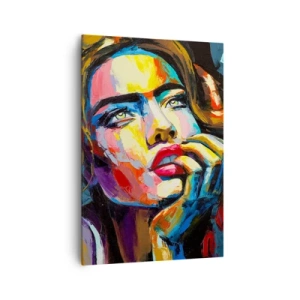Impression sur toile - Image sur toile - Portrait coloré d'une femme dans le style expressionniste - 70x100cm - Les rêves volent dans le ciel comme des oiseaux - Décoration murale moderne pour le salon et la chambre ARTTOR