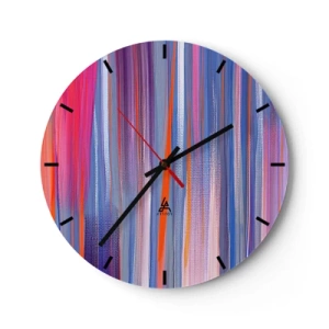 Horloge murale - Pendule murale - Coups de pinceau verticaux multicolores dans un style abstrait - 30x30cm - Ascension - Décoration murale moderne pour le salon, la cuisine et la chambre ARTTOR