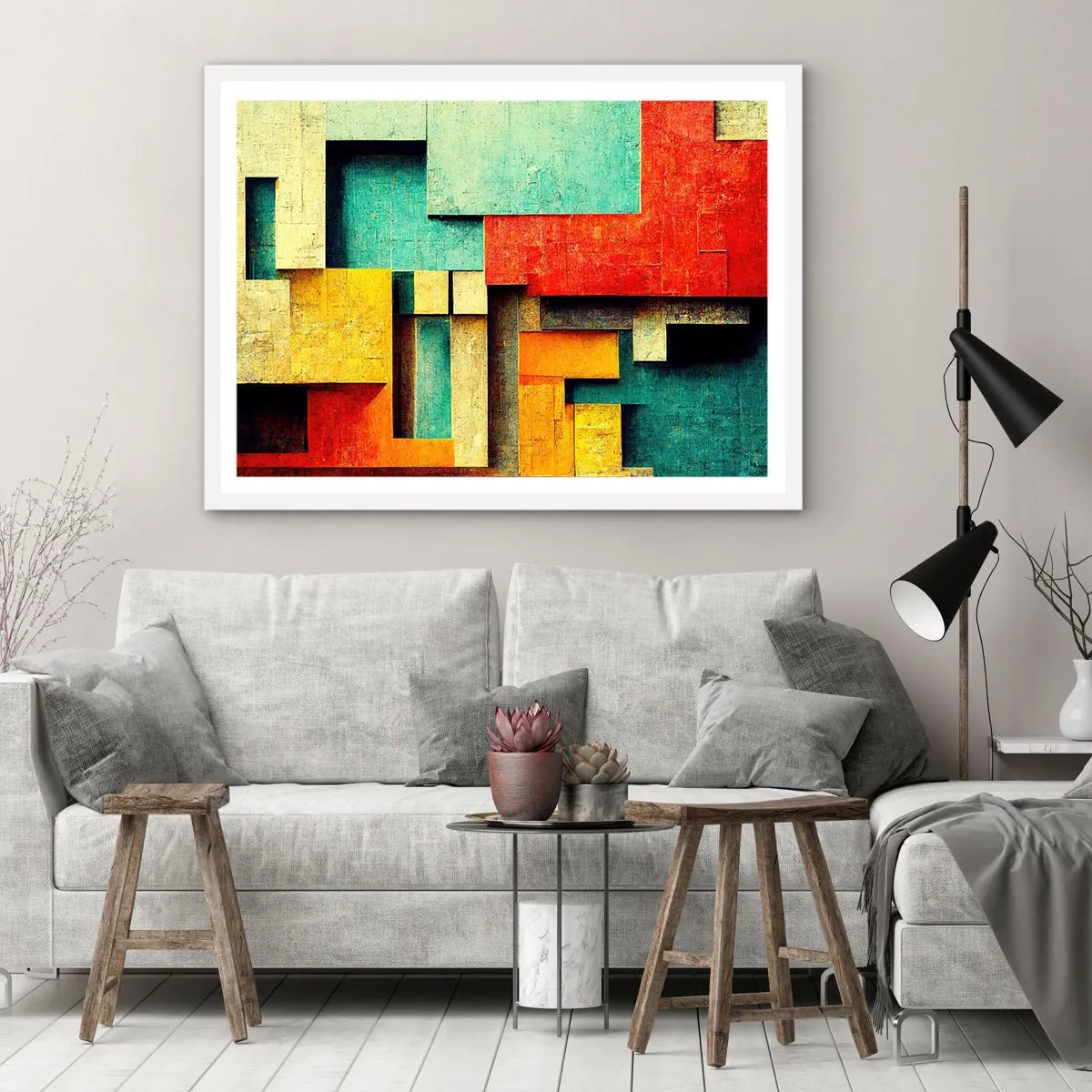 Affiche dans un cadre blanc - Poster - Festival des angles droits - 91x61 cm