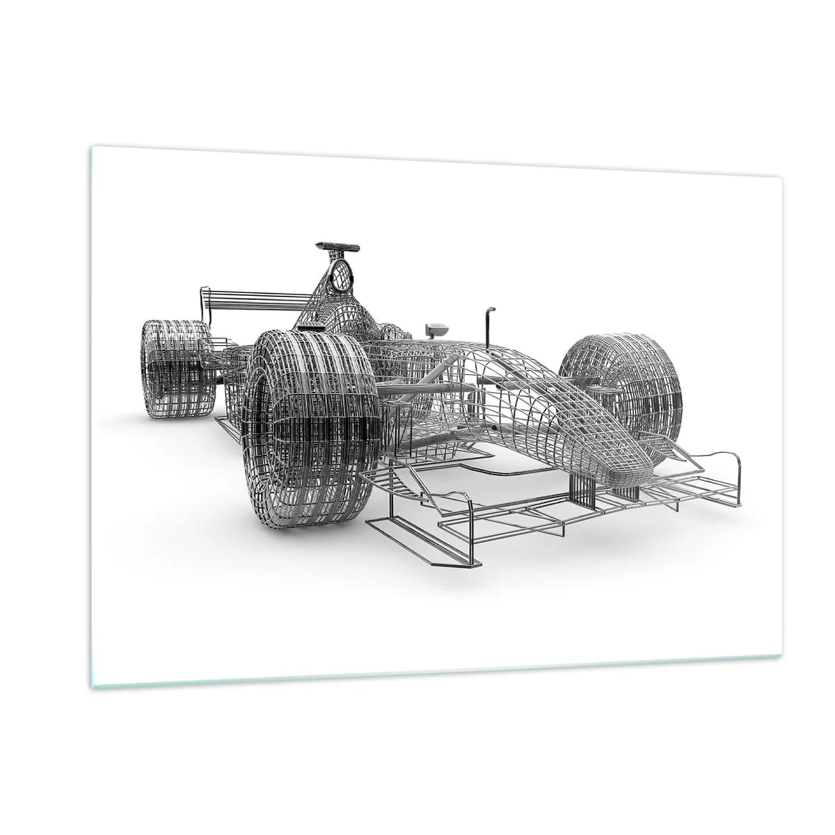 Impression sur verre - Image sur verre - Dessin technique de style 3D d'une voiture de course - 120x80cm - Design parfait - idée de course - Décoration murale moderne pour le salon et la chambre ARTTOR