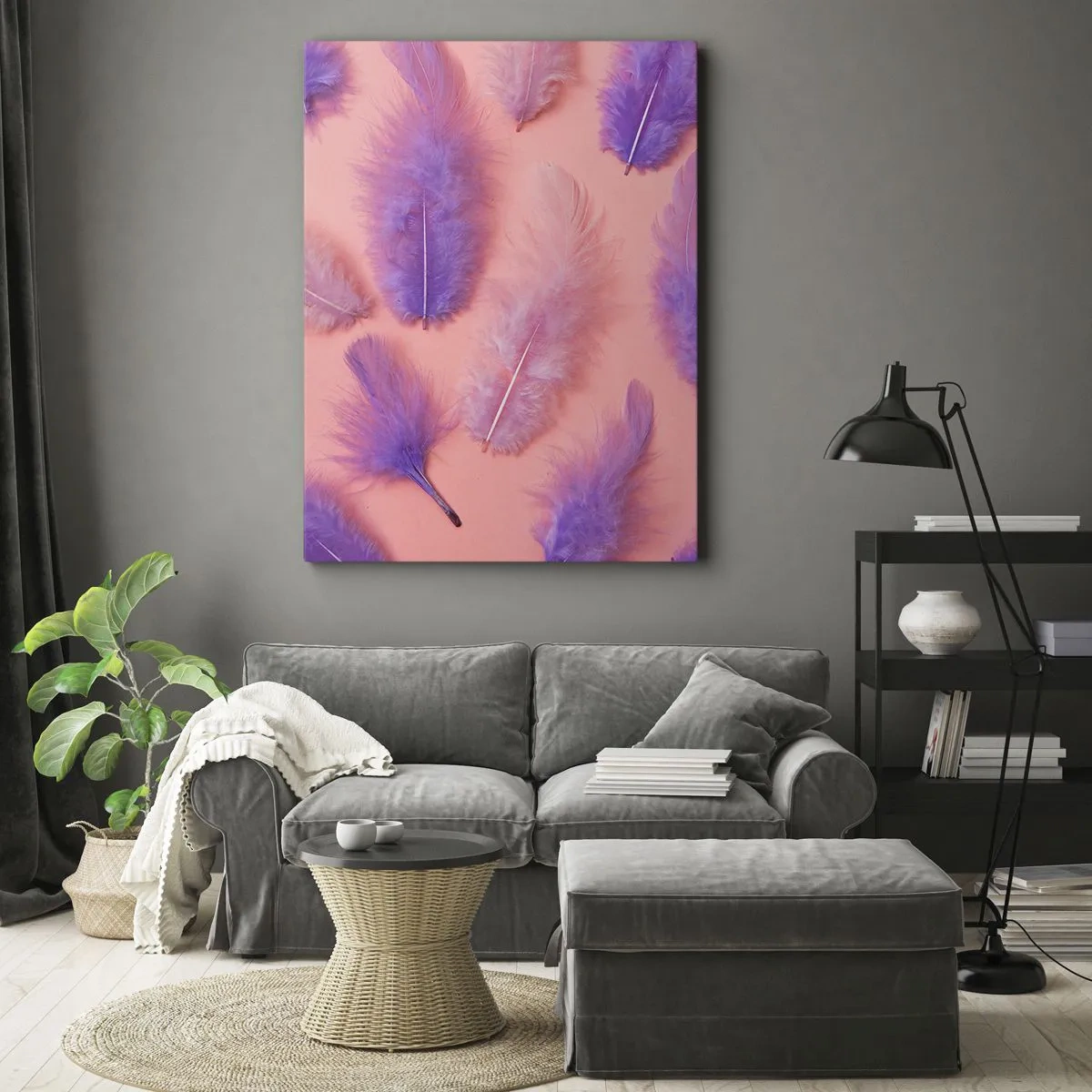 Impression sur toile - Image sur toile - Oiseau de désir lilas - 55x100 cm