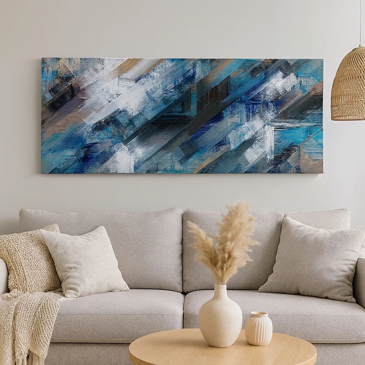 Impression sur toile - Image sur toile - Diagonale de bleus - 30x30 cm