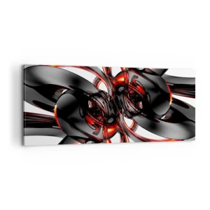 Impression sur toile - Image sur toile - Mouvement de graphite et rouge - 100x40 cm