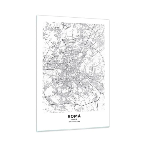 Impression sur verre - Image sur verre - Carte de Rome avec un tracé routier circulaire clair - 50x70cm - Cercle romain - Décoration murale moderne pour le salon et la chambre ARTTOR