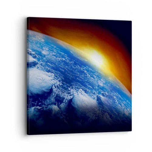 Impression sur toile - Image sur toile - Lever de soleil sur la planète bleue - 30x30 cm