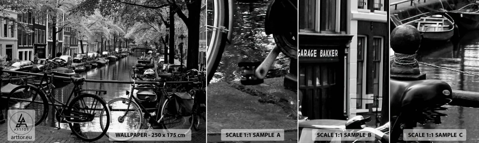 Échantillon De Papier Peint Standard Eco - Une vue très hollandaise - Amsterdam, Vélo, Architecture - 100x30 cm