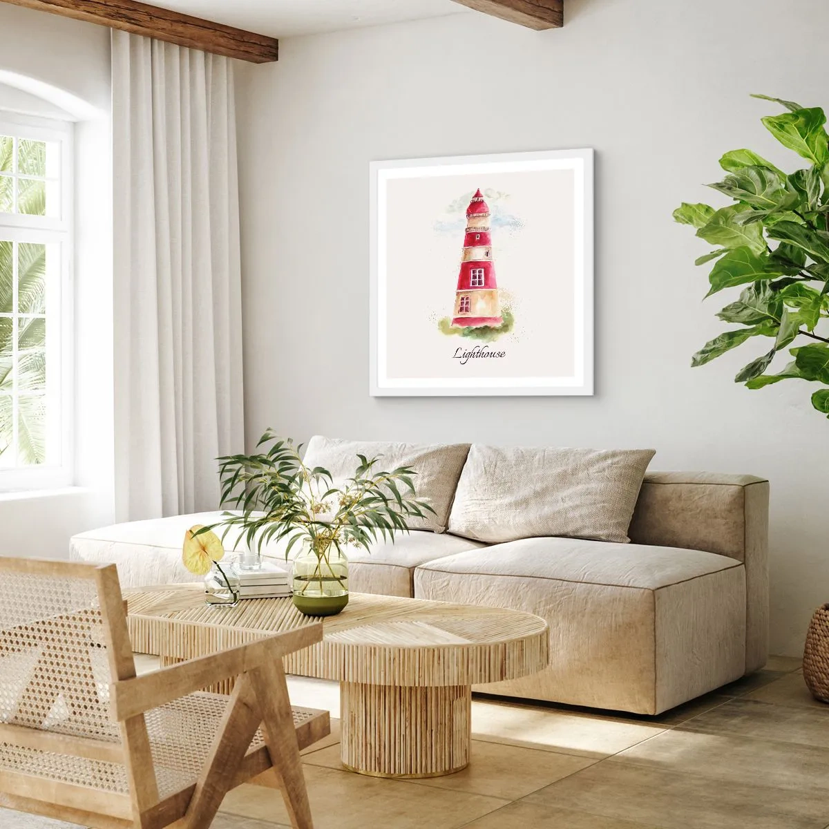 Affiche dans un cadre blanc - Poster - Il y a toujours beau temps autour - 60x60 cm