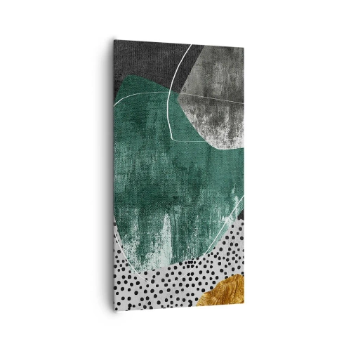 Impression sur toile - Image sur toile - Abstraction colorée avec feuille d'or - 65x120 cm