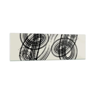 Impression sur verre - Image sur verre - Lignes noires abstraites sur fond clair dans un style avant-gardiste. - 160x50cm - C'est venu spontanément - Décoration murale moderne pour le salon et la chambre ARTTOR