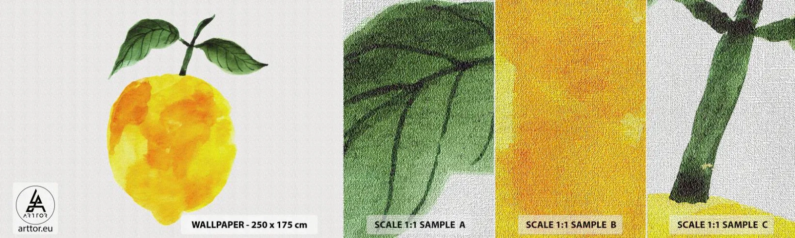 Échantillon de Papier Peint Premium Canvas - Comment reconnaitre le goût du soleil - Citron, Cuisine, Fruit - 100x30 cm