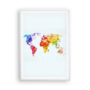 Affiche dans un cadre blanc - Poster - Toutes les couleurs du monde - 70x100 cm