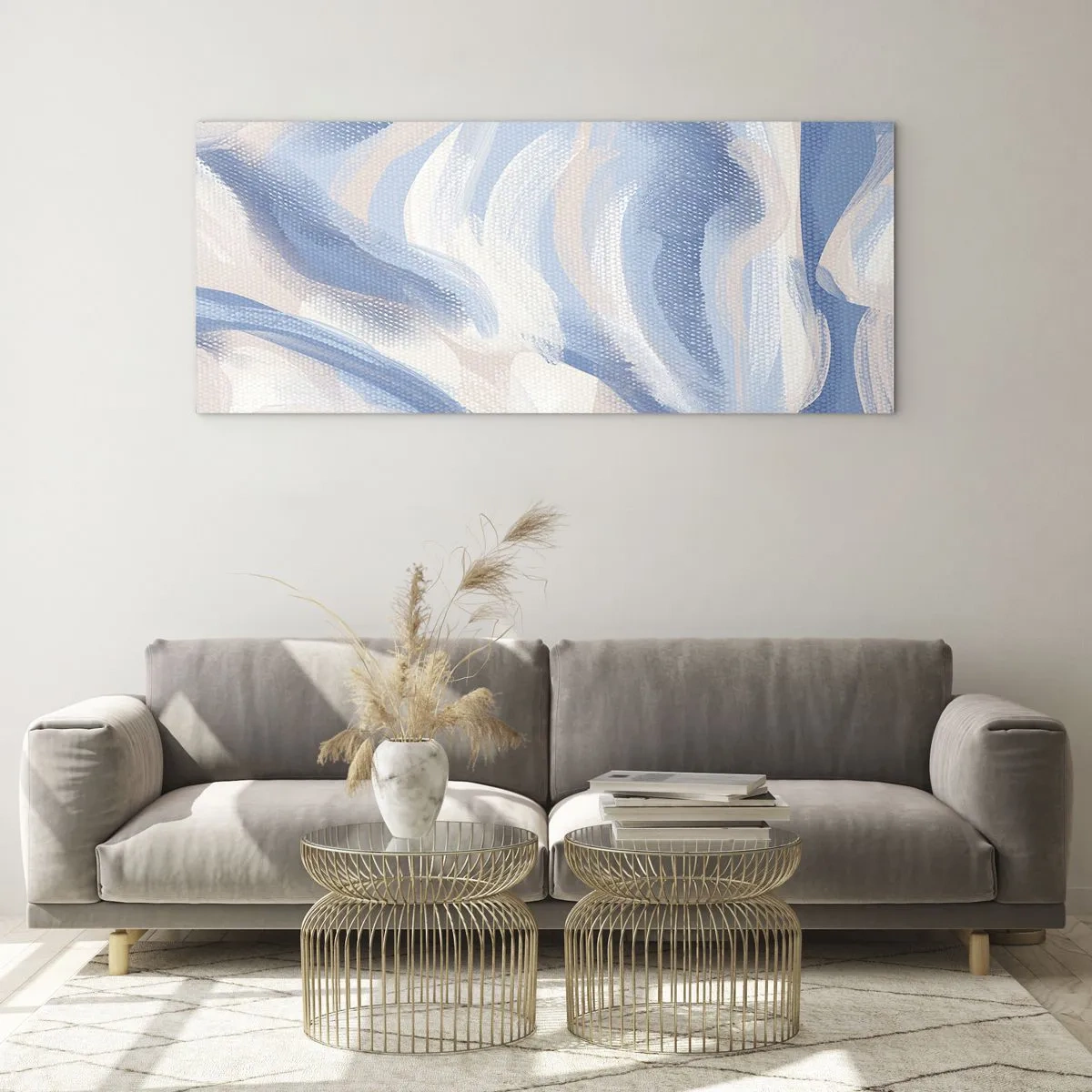 Impression sur verre - Image sur verre - Vagues bleues - 90x30 cm