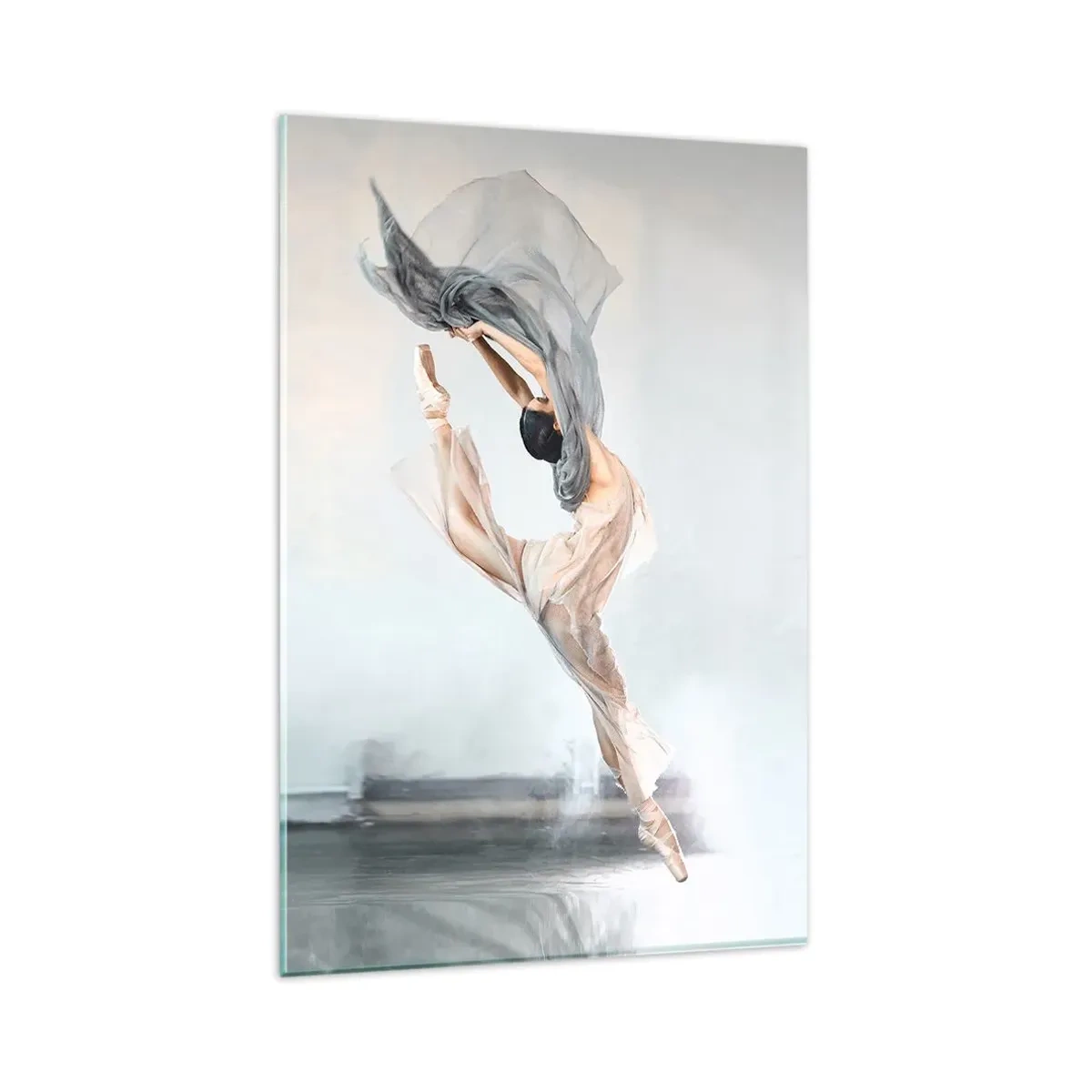 Impression sur verre - Image sur verre - Une danseuse en mouvement dynamique sur un fond clair - 80x120cm - Dans le ravissement de la danse - Décoration murale moderne pour le salon et la chambre ARTTOR