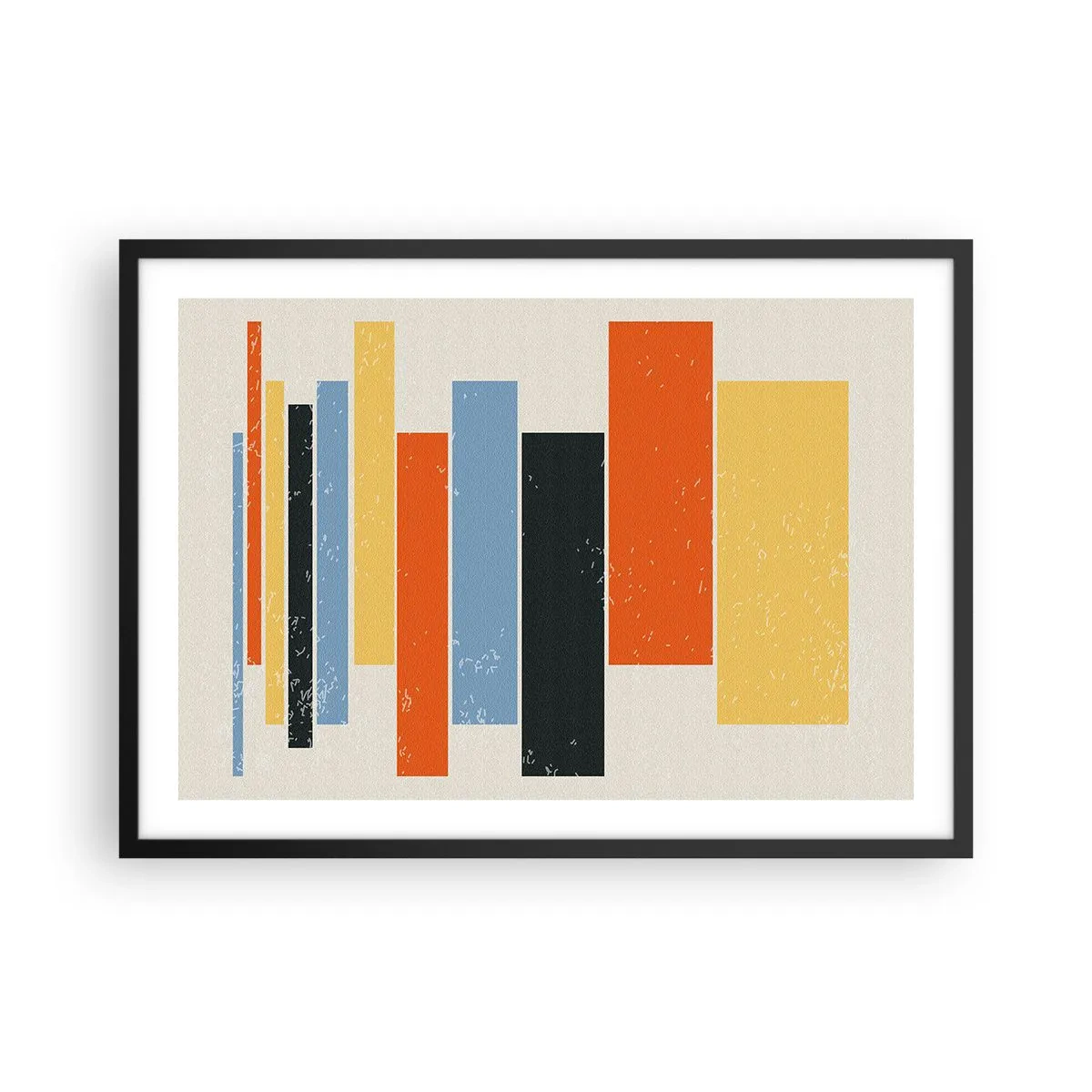 Affiche dans un cadre noir - Poster - Des rectangles colorés dans un arrangement moderne - 70x50cm - Notation musicale - Décoration murale moderne pour le salon et la chambre ARTTOR