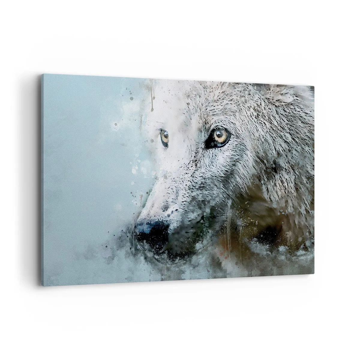 Impression sur toile - Image sur toile - Portrait à l'aquarelle d'un loup - 120x80cm - Rencontrez l'âme du loup - Décoration murale moderne pour le salon et la chambre ARTTOR