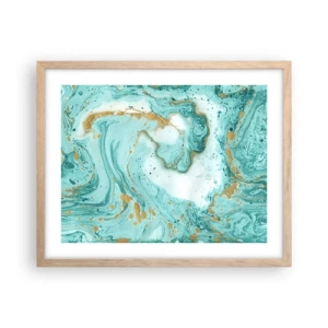 Affiche dans un chêne clair - Poster - Sous la grande vague de l'ère Edo - 50x40 cm