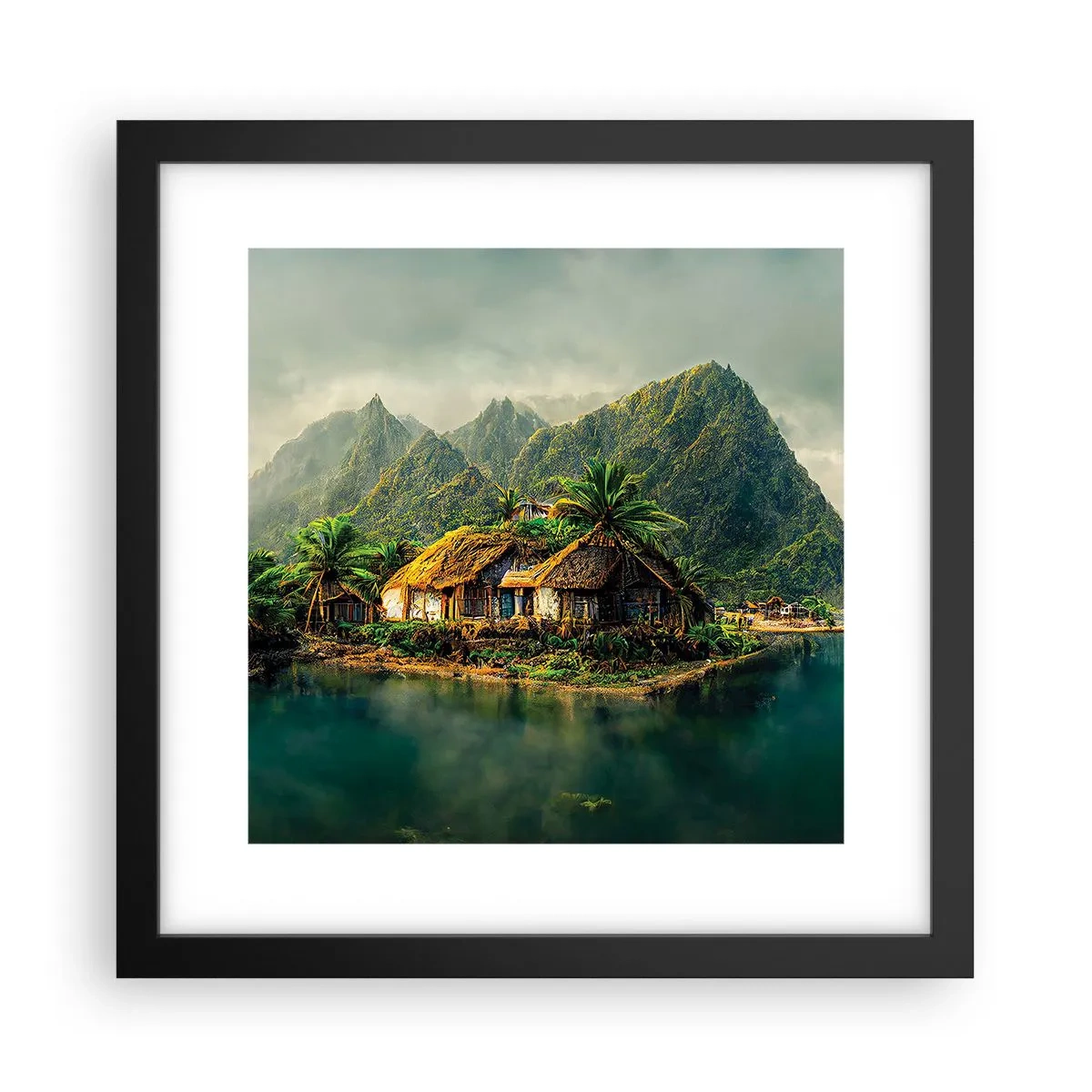 Affiche dans un cadre noir - Poster - Paradis tropical - 30x30 cm