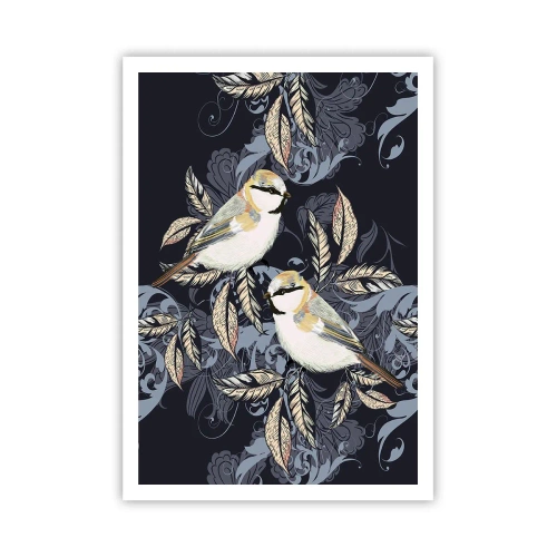 Affiche - Poster - Babillement jaune et bleu - 70x100 cm