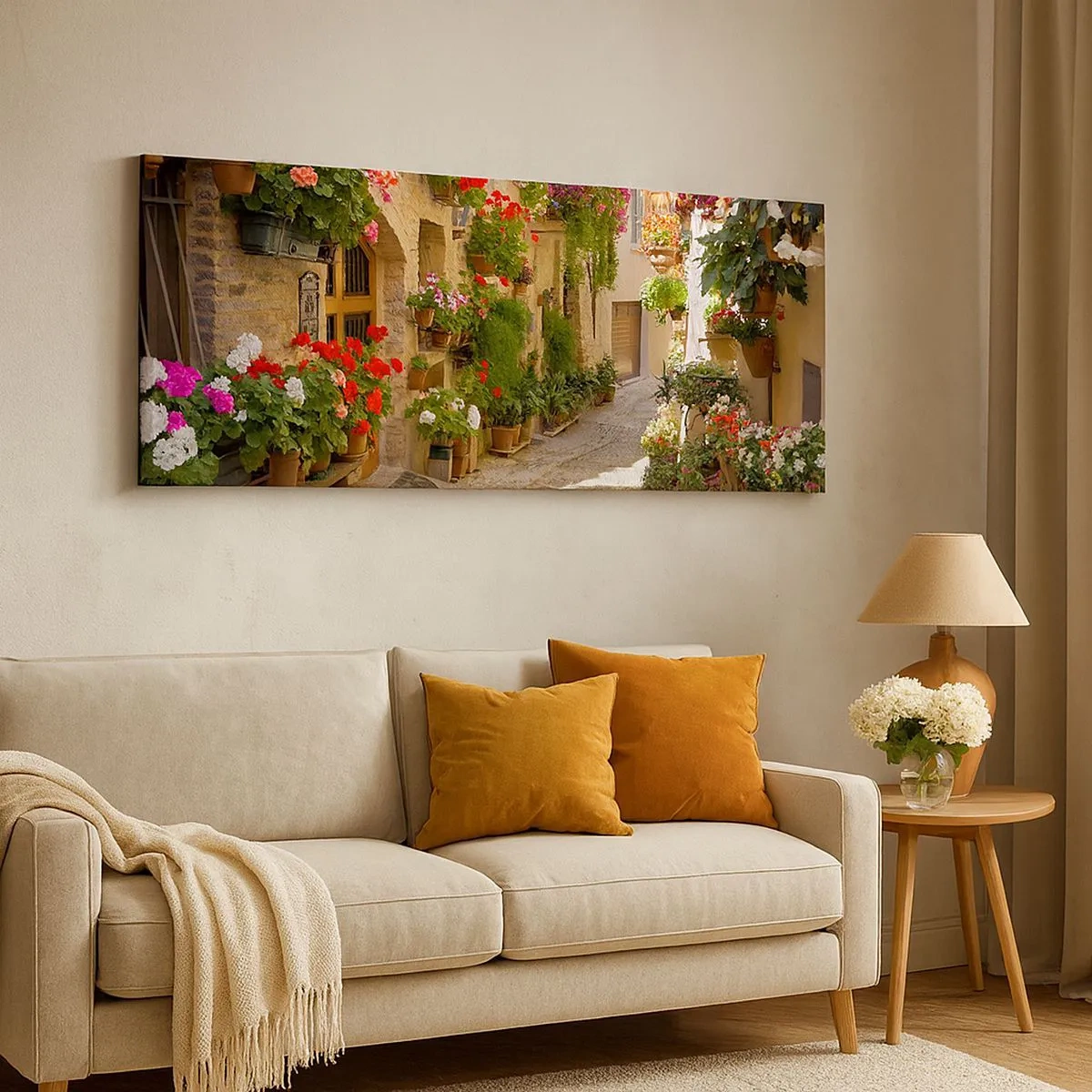Impression sur toile - Image sur toile - Une inondation de fleurs  - 100x40 cm