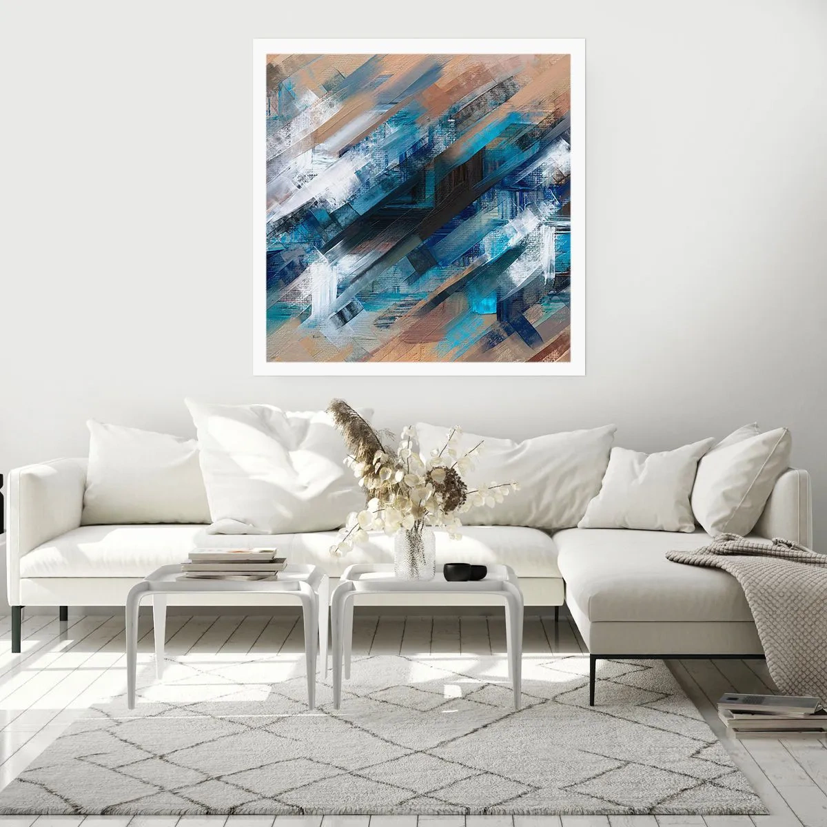 Affiche - Poster - Diagonale de bleus - 50x50 cm