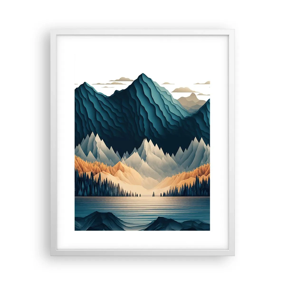 Affiche dans un cadre blanc - Poster - Paysage de montagne parfait - 40x50 cm