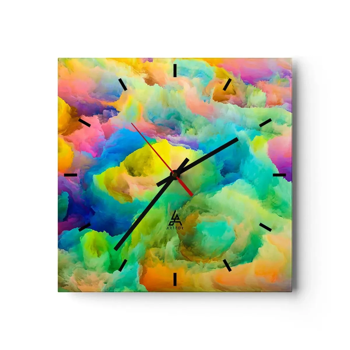 Horloge murale - Pendule murale - Plumule arc-en-ciel - 40x40 cm