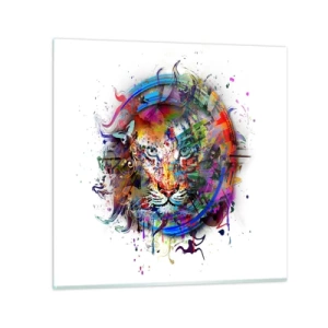 Impression sur verre - Image sur verre - Il se cache derrière un voile arc-en-ciel - 40x40 cm