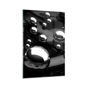 Impression sur verre - Image sur verre - Gouttes abstraites sur une surface noire - 70x100cm - D'un ton noir - Décoration murale moderne pour le salon et la chambre ARTTOR