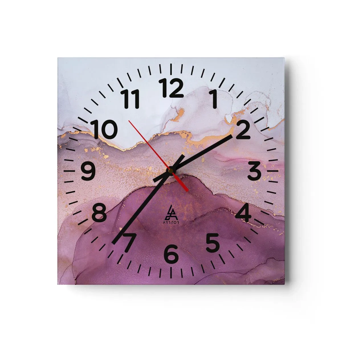 Horloge murale - Pendule murale - Vagues lilas et violettes - 30x30 cm