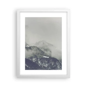 Affiche dans un cadre blanc - Poster - Vallée brumeuse - 30x40 cm