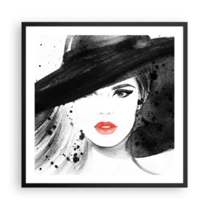 Affiche dans un cadre noir - Poster - Dame en noir - 60x60 cm