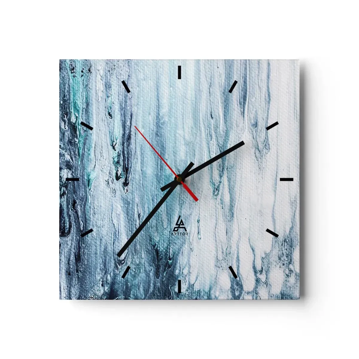 Horloge murale - Pendule murale - Des stries bleues et blanches abstraites ressemblant à des glaçons - 30x30cm - Une glace bleue - Décoration murale moderne pour le salon et la chambre ARTTOR