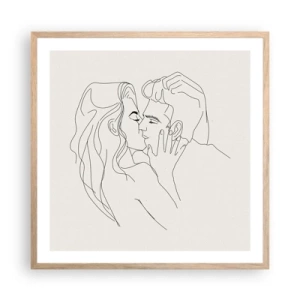 Affiche dans un chêne clair - Poster - Enlacé de sentiment - 60x60 cm