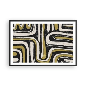 Affiche dans un cadre noir - Poster - Composition : routes et ruelles - 91x61 cm