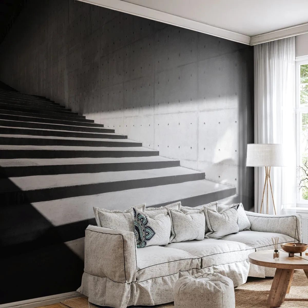 Papier Peint Autocollant Deluxe Sticker - La beauté brute du modernisme - Industriel, Architecture, Escaliers - 450x315 cm