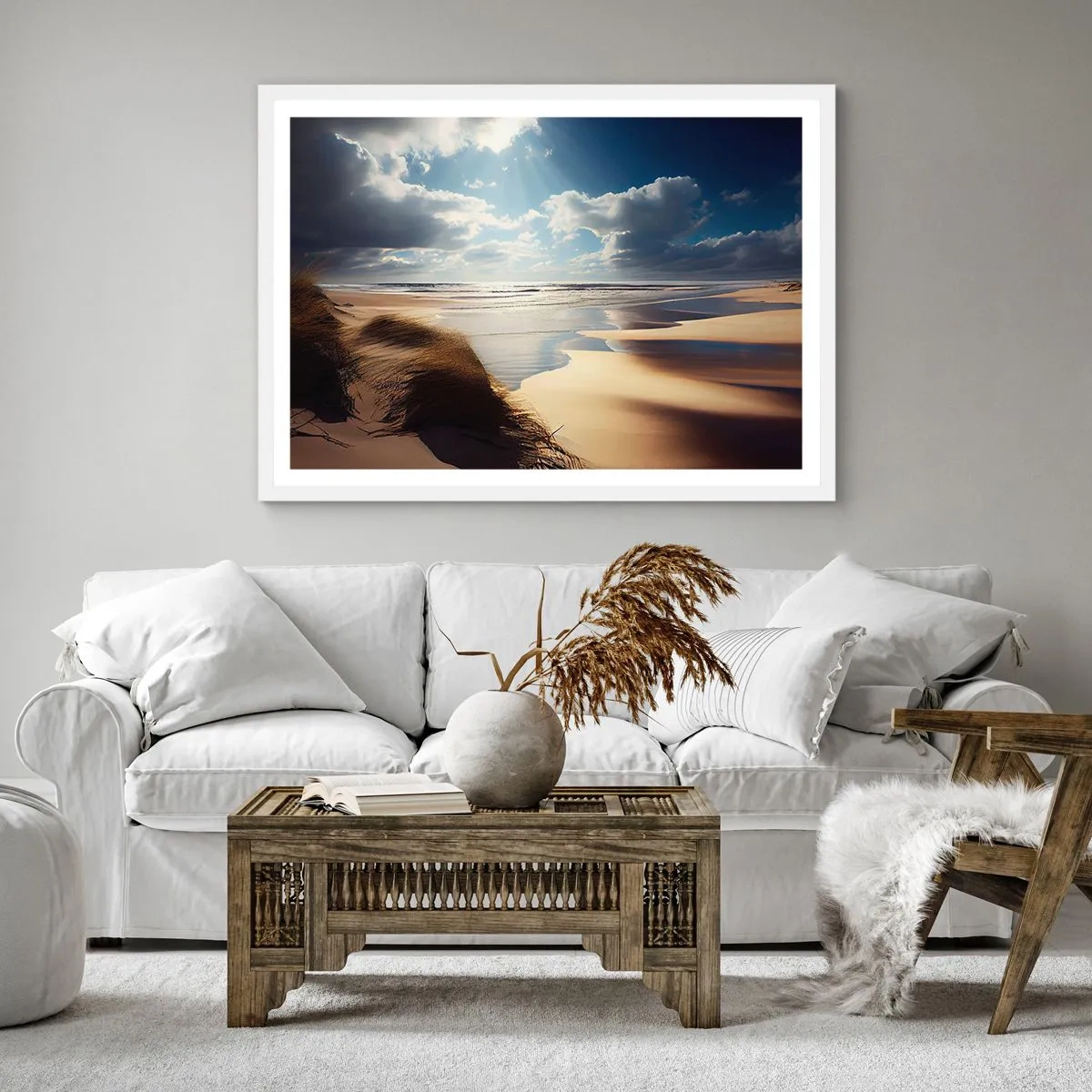 Affiche dans un cadre blanc - Poster - Plage, plage sauvage - 60x60 cm