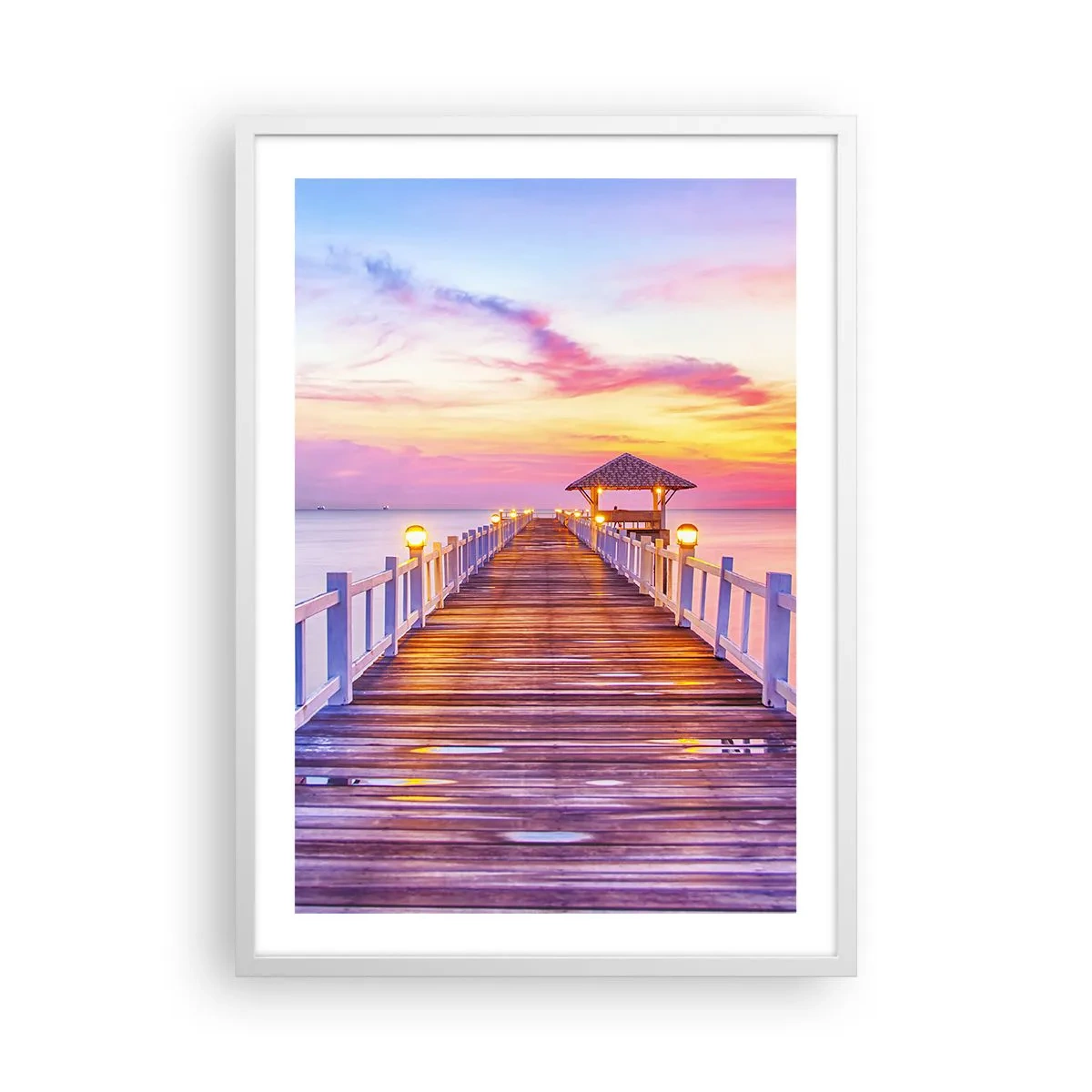 Affiche dans un cadre blanc - Poster - Le silence lilas-doré du soir - 50x70 cm