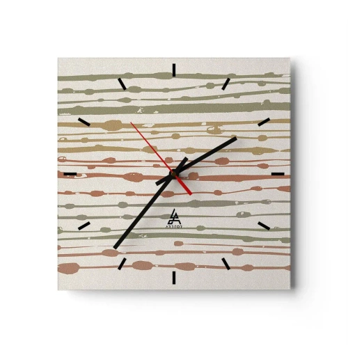 Horloge murale - Pendule murale - Un motif de lignes aux tons chauds sur un fond clair - 30x30cm - Notation musicale des couleurs - Décoration murale moderne pour le salon et la chambre ARTTOR