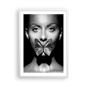 Affiche dans un cadre blanc - Poster - Baiser papillon - 50x70 cm