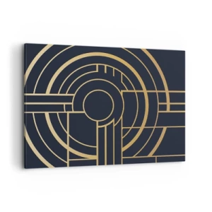 Impression sur toile - Image sur toile - Motif géométrique avec des lignes dorées - 100x70cm - Rotation des éléments - Décoration murale moderne pour le salon et la chambre ARTTOR