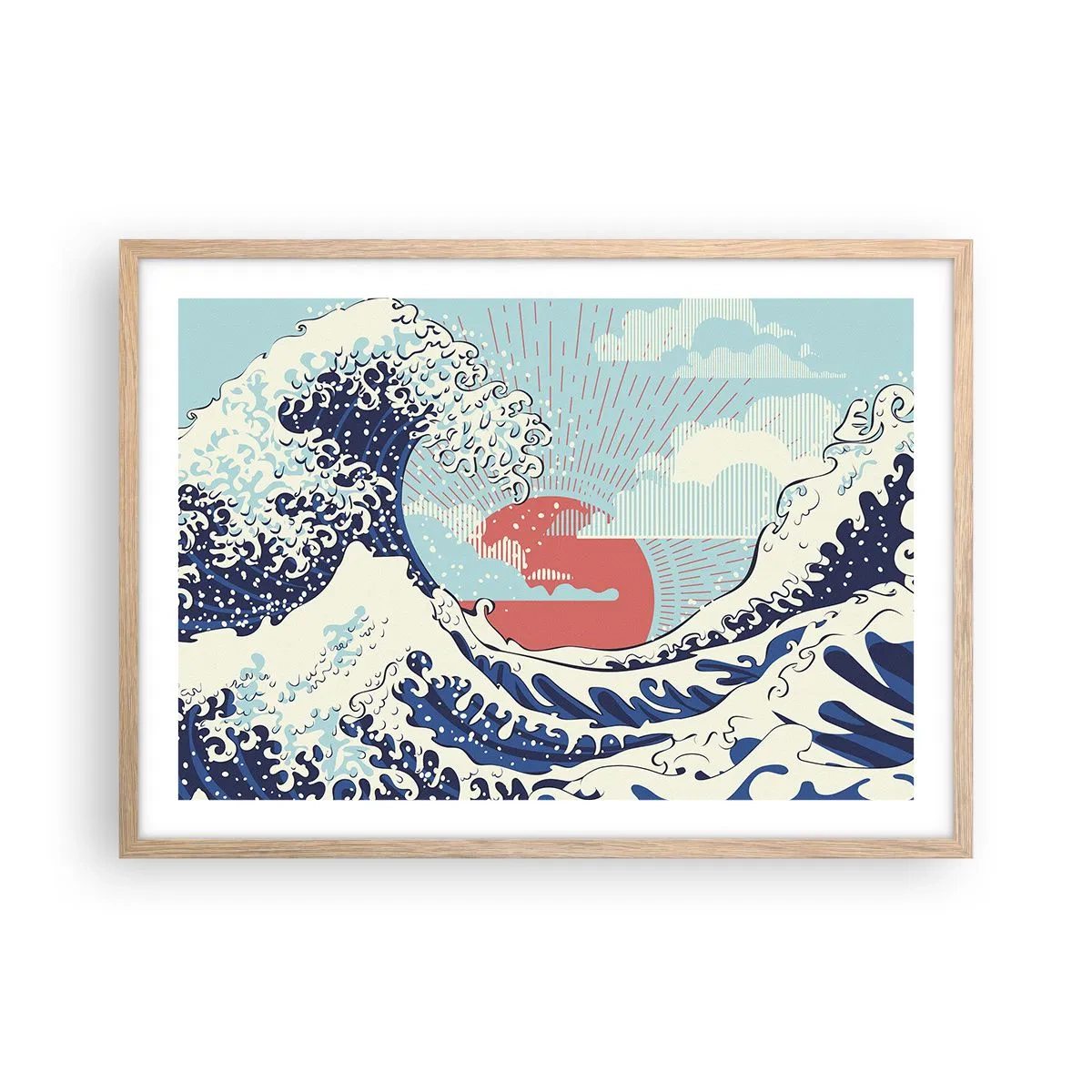 Affiche dans un chêne clair - Poster - D'une inspiration japonnaise - 70x50 cm